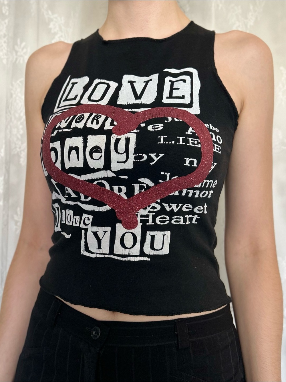 Y2K 2000s Black Graphic Baby Tee
